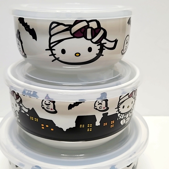 Hello Kitty Halloween Ghost Mummy SET of 3 Food Storage Containers NEW Bowls - Picture 3 of 4